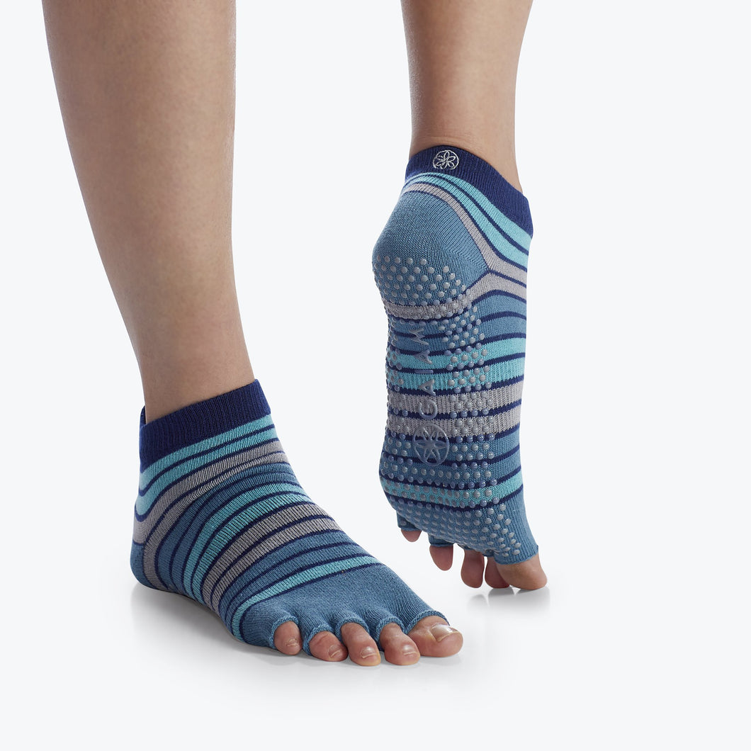 GAIAM STRIPED TOELESS YOGA SOCKS- SKYLINE