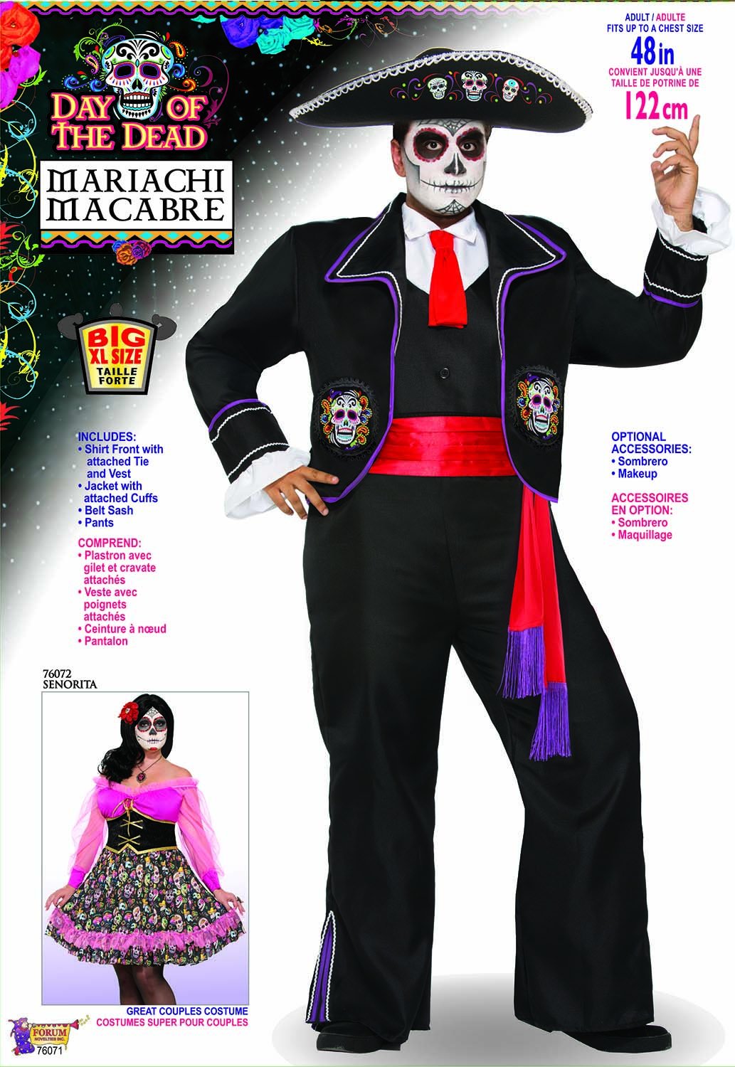Day of the Dead Mariachi Costume  - Large Size