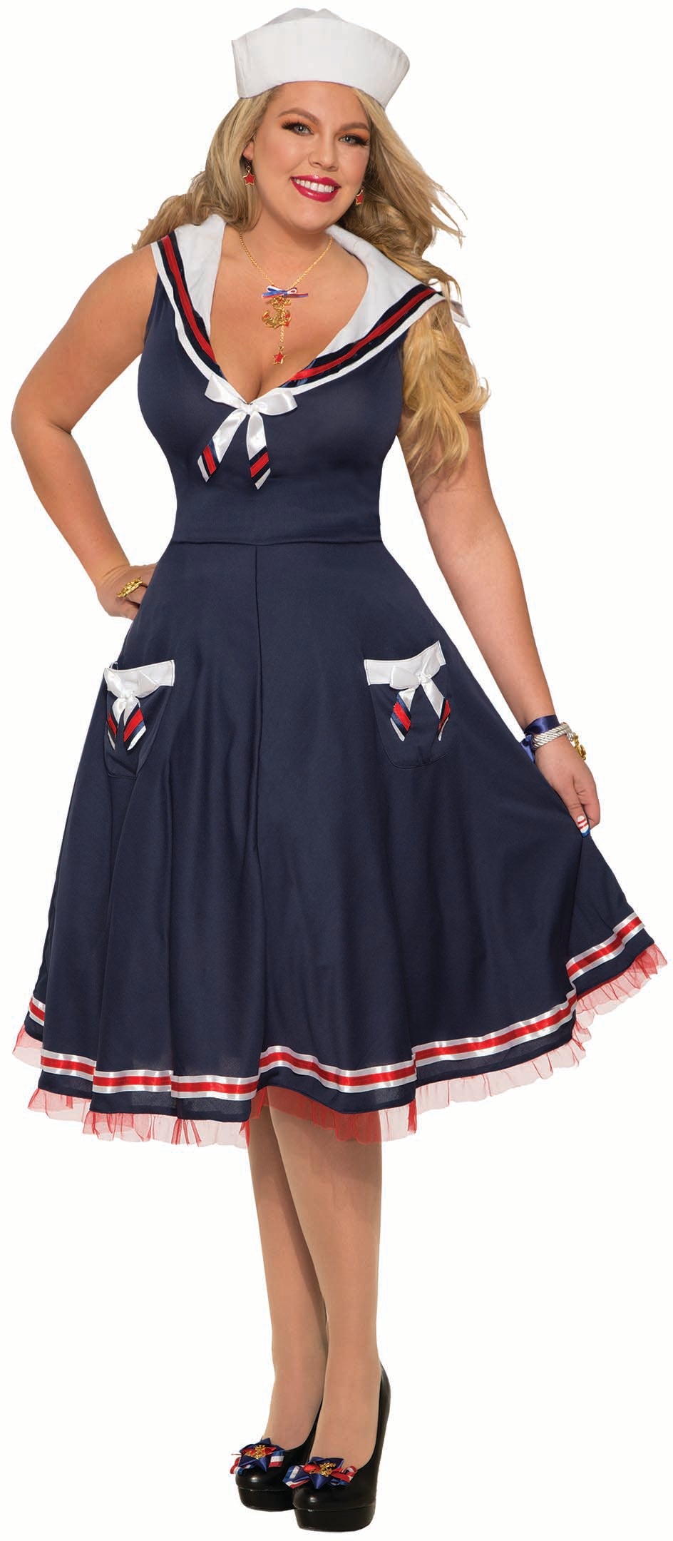 Ahoy Lady Nautical Sailor Dress Costume - XL or Plus
